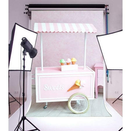 Image of HelloDecor 5x7ft Photography Background Candy Bar Ice Cream Color Sweet Pink Tone Wall Baby Girls Birthday Party Holiday Party Decor Photo Portraits Shooting Video Studio Prop