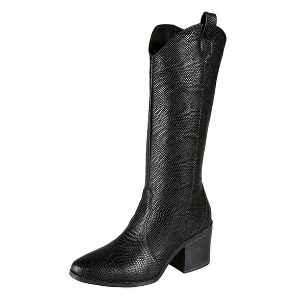 Bota Vaquera Larga Para Mujer Castalia Negro 139-26