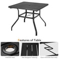 thumbnail image 3 of Gymax Square Patio Dining Table Metal 4-Person Outdoor Table w/ Umbrella Hole, 3 of 5