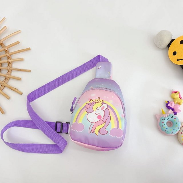 Bolso de pecho para niños, bolso de nailon con dibujos animados para bocadillos, bolso pequeño para niños y niñas con bandolera