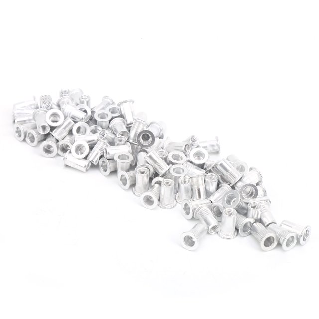 Pull Riveting Nuts, 100 Pcs Aluminum Galvanized Flat Head Threaded Insert Nut Vertical Hardware Accessories