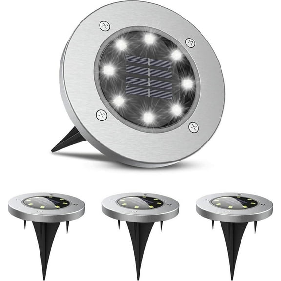 Bright Right Solar Outdoor Lights (4 Lights) - White LED Weatherproof Outdoor Ground Lights for Landscape, Garden, Patio, Lawn, Deck, Pathway & Driveway