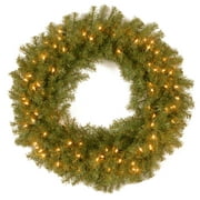 Angle View: 30" Pre-Lit Norwood Fir Artificial Christmas Wreath – Clear Lights