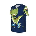 Balery Dino Playing Roller Skate Baseball Jersey for Men Casual Button