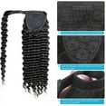 thumbnail image 2 of 8-24 "Wrap Around Ponytail Hair Deep Wave Ponytail Human Hair Extensions  Extensions Natural Black Brazilian Remy Hair Pony Tail Clip in Hair piece, 2 of 3