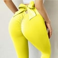 thumbnail image 4 of UTTOASFAY Woman Pants Fashion Ladies Pure Color Pants Hip Lifting Elastic Fitness Running Yoga Pants Yellow XL, 4 of 5