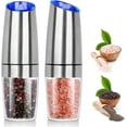 thumbnail image 2 of SPOORYYO Gravity Electric Salt and Pepper Grinder Set, Adjustable Coarseness, Automatic Mill with Blue LED Light, Battery-Powered, One-Hand Operated, 2 of 9