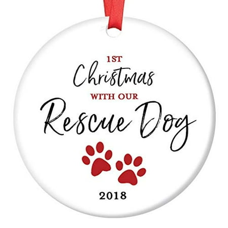 Puppys First Christmas Tank (Rescue Dog Ornament Pet Adoption 2019 Holiday Tree First Year 1st Christmas New Forever Home Doggie Puppy Adopted Ceramic Collectible Present 3