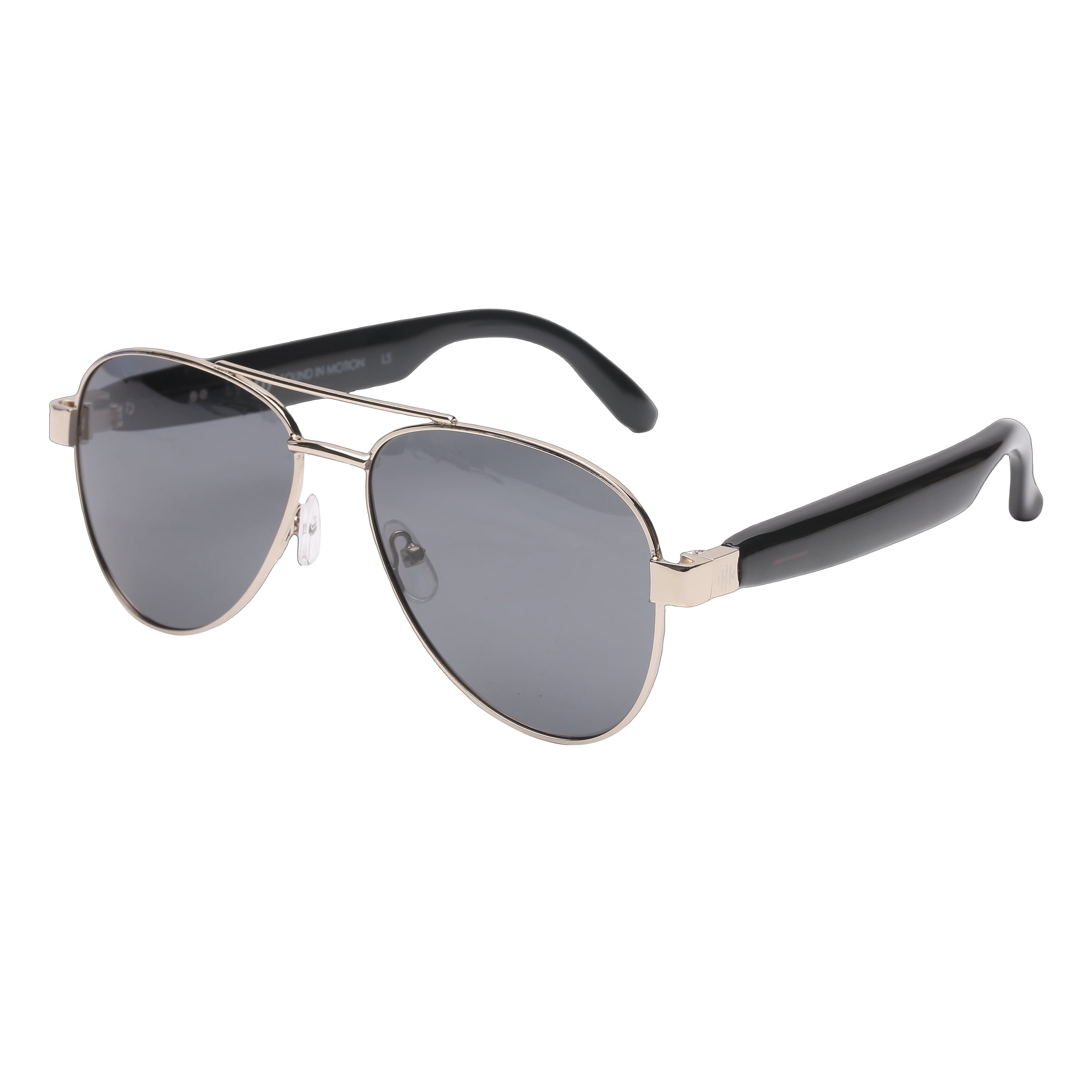 Eyefly Sonic Prescription Ready Bluetooth Rechargeable Unisex Sunglasses, Gold, Includes Case