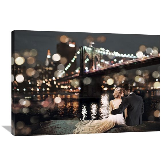 Global Gallery Dianne Loumer,'Kissing in a NY Night' Stretched Canvas Artwork