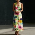 thumbnail image 5 of Zpzdpjkx Women's Summer Boho Floral Tank Dress Lightweight Button Front Pocketed Casual Loose Beach Maxi Dress Multicolor 3XL, 5 of 9