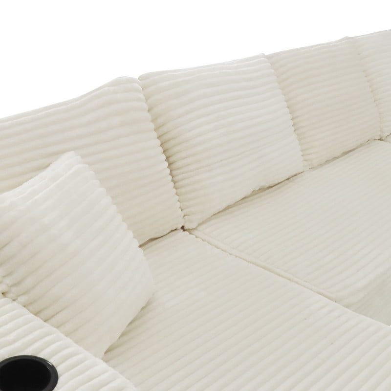 2-Piece No Assembly Need Sectional Sofa Set, Boneless Couch with Chaise Lounge, Modular Upholstered Sofa with Cup Holder