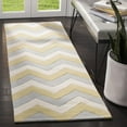 thumbnail image 3 of SAFAVIEH Chatham Jake Zigzag Stripes Wool Area Rug, Grey/Gold, 5' x 5' Square, 3 of 10