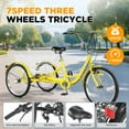 thumbnail image 3 of MENGFANMIN Adult Tricycle 7 Speed,3 Wheel 24 inch Bikes Extended Rear Wheelbase Tricycle Wheel Bike with Rear Basket for Women,Seniors Maximum Load 550lbs, 3 of 7