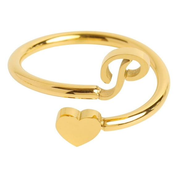 CILENON To My Granddaughter Dainty Initial Heart Ring 26 Letter Heart Ring Simple Fashion Jewelry Popular Accessories (P,One Size)