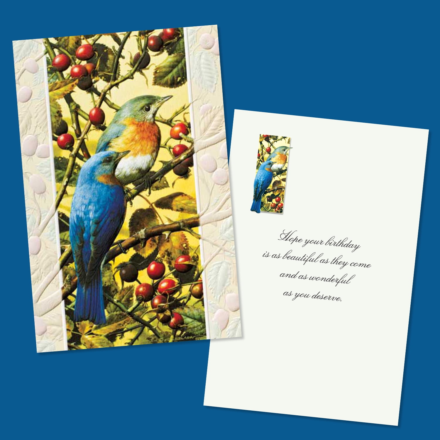 Pumpernickel Press Deluxe Embossed Birthday Card Assortment – “Wild Birds”, 30 Ct