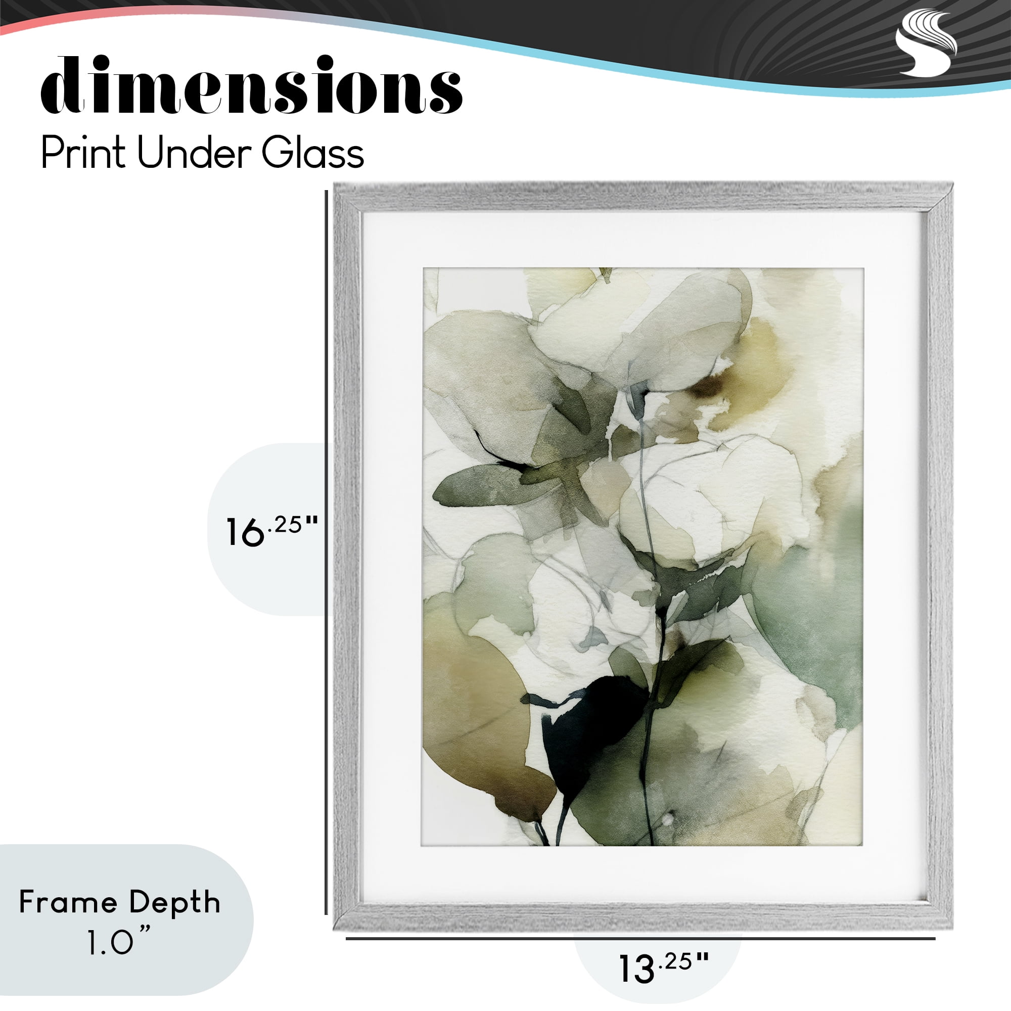 Stupell Industries Floral Branches in Motion Gray Framed Print Under Glass, design by Svetlana Aleynikova