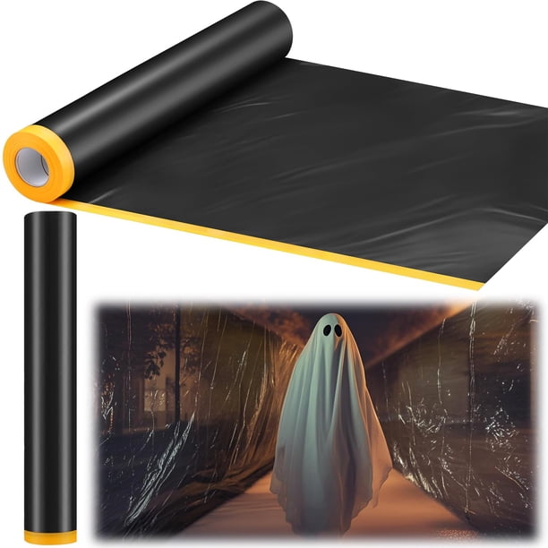 Lámina de plástico MotiMind Halloween negra, 3 x 20 m, para interiores y exteriores
