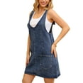 thumbnail image 4 of INSPIRAR CHIC Vestido de Mujer Overoles de Mezclilla Sueltos Casual Sin Mangas Vestidos Mini Azul 2XL, 4 of 6