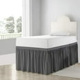 thumbnail image 2 of College Dorm Bedskirt, 32 Inch Drop 100% Microfiber Lightweight Ruffled, Twin-XL Size (39" x 80") Elastic Bed Skirt - Dark Gray Solid, 2 of 7