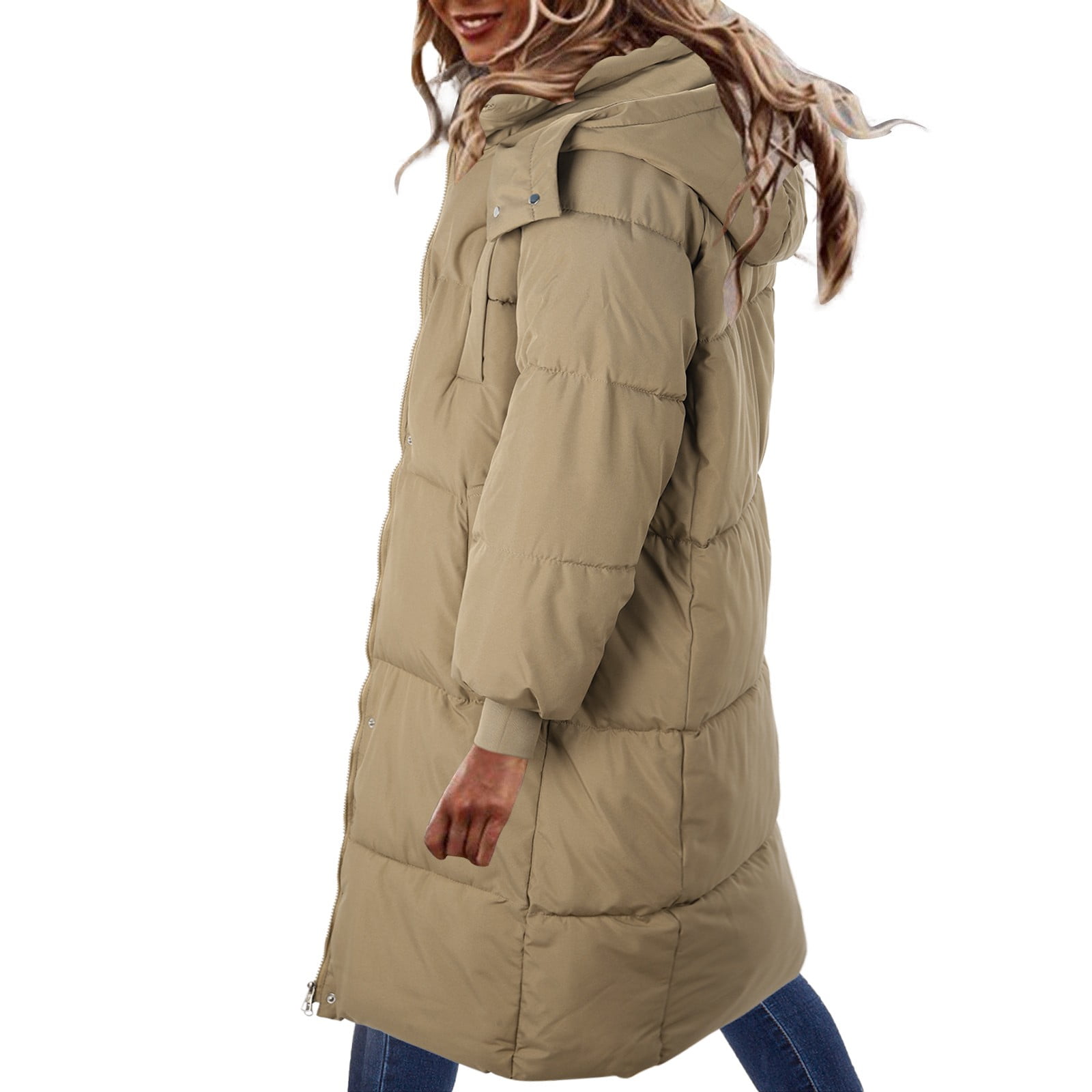Zip up Patch Puffy Coat Long Sleeve Jacket For Fall Winter - Temu