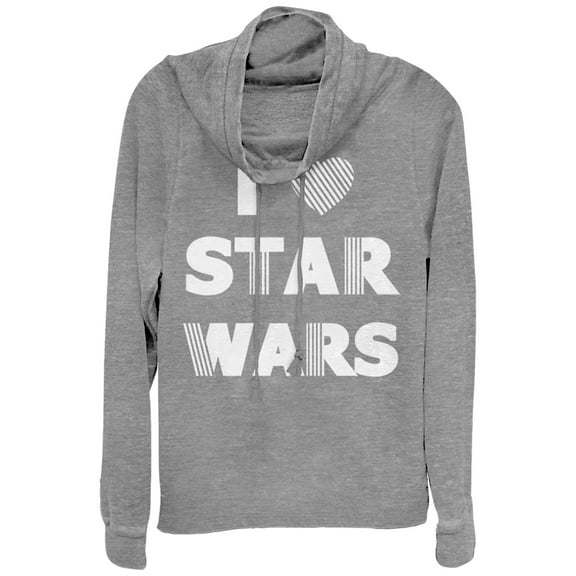 Junior's Star Wars Heart Stripe Cowl Neck Sweatshirt Gray Heather X Large