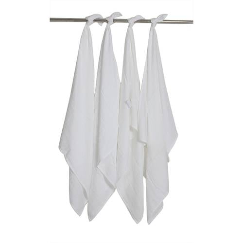 Bacati Set of 4 Muslin Swaddling Blankets Solid White WHMU4M
