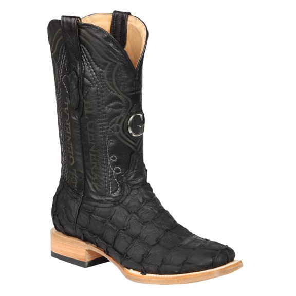 El General Men's Exotic Monster Fish Rodeo Cowboy Boots - Black 45083