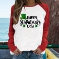 thumbnail image 2 of QIPOPIQ T-Shirts à Manches Longues pour Femmes Col Rond St. Patrick's Day T-Shirts Printemps Imprimé Trèfle T-Shirt Vert Chanceux Chemises St Patricks Day Tunique Patchwork Offres de Vacances, 2 of 6
