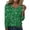 Green, variant on Women Tees Shirts Tops Long Sleeve Shiny Print Elegant V Neck Casual Dressy Clothes Red