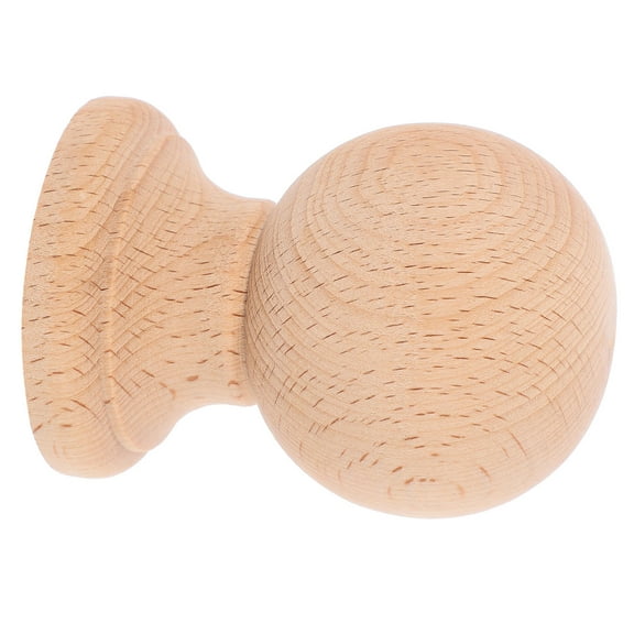 Hytrove 1Set Unfinished Wood Finials for Bed Posts and Staircases Khaki Round Ball Minimalist Design
