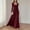 Wine, variant on Square Neck Bridesmaid Dresses for Women Trendy Solid Color Long Sleeve Empire Waist Pleated Gowns Wedding Guest Dress Maxi Formal Evening Dress Sky Blue XL