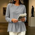thumbnail image 4 of Lmnyox Women's Sweatshirts Crew Neck Solid Color Peplum Long Sleeve Pullover Fall Fashion Sweatshirts, 4 of 6