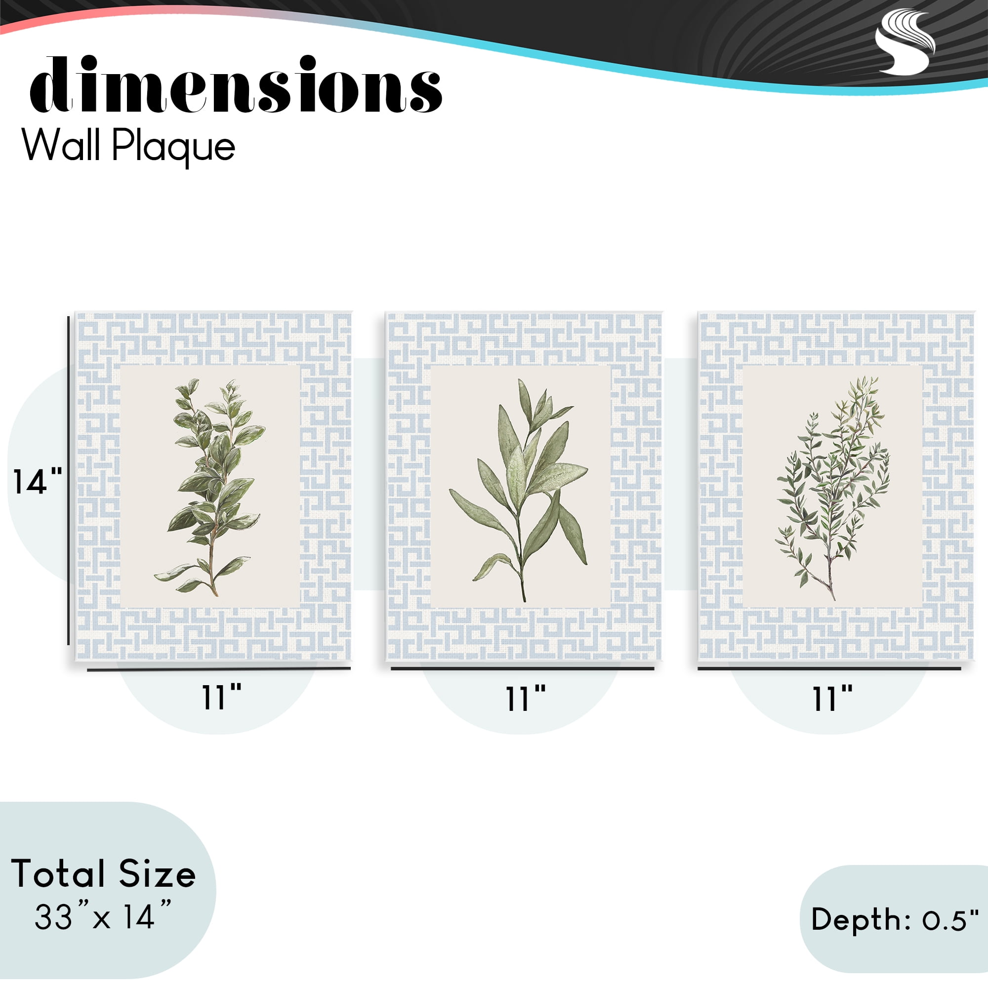 Stupell Industries Kitchen Herbs on Geometric 3 Piece Wall Plaque Art Set, design by Diannart
