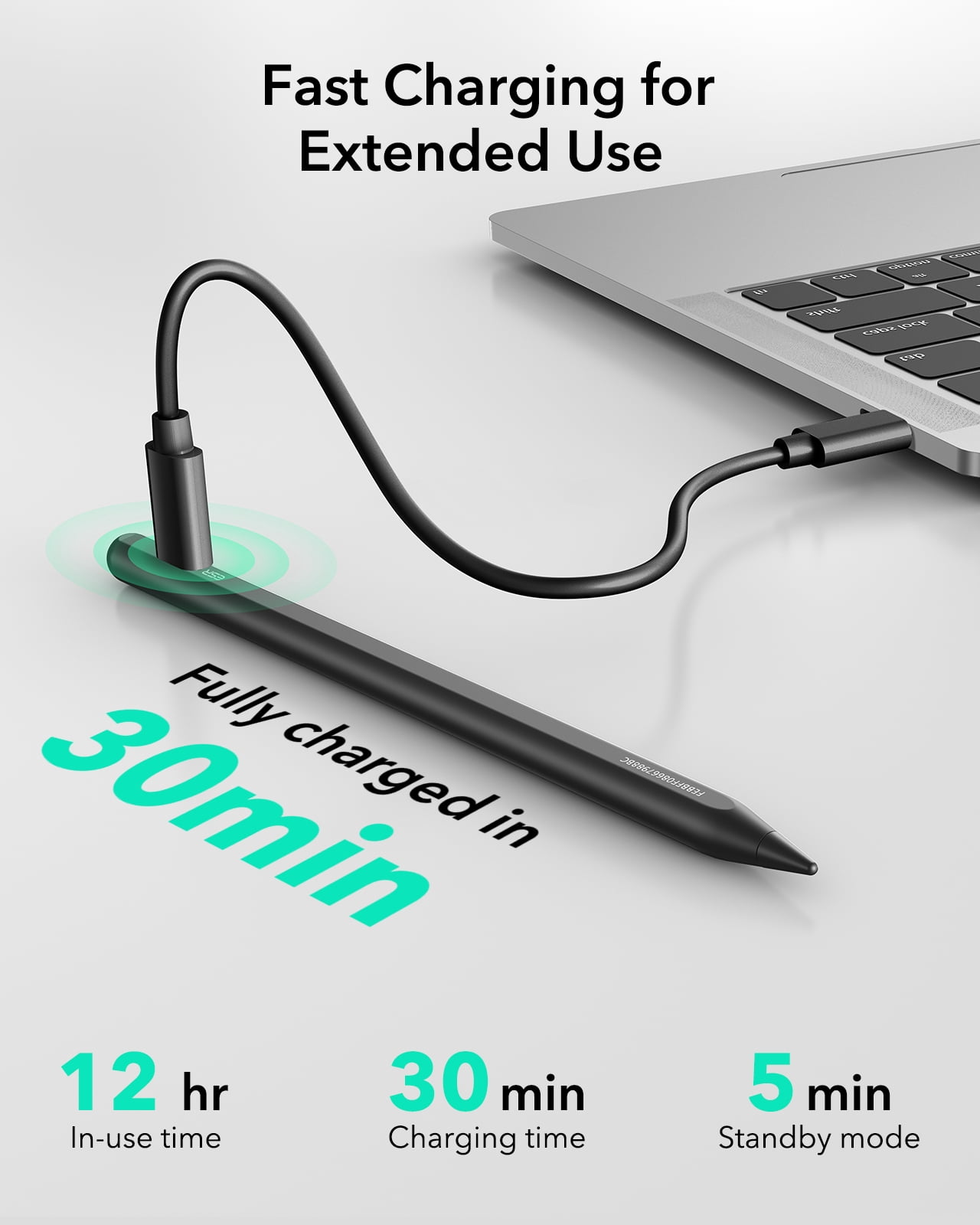 ESR Geo Digital Pencil Compatible with Apple iPad 2018-2026 (A16/10/9/8, Air 13/11, Pro 12.9/13/11, Mini 7/6/5), Find My & Easy Shortcuts, Black (No Wireless Charging)