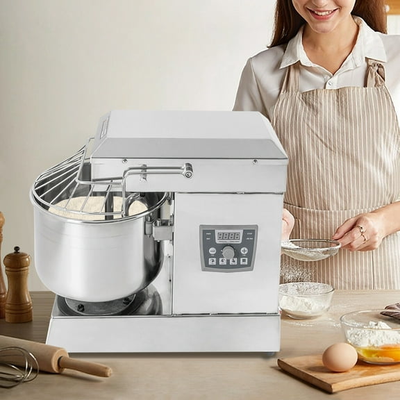 Miumaeov 110V Commercial Flour Mixer 750W 2.6 Gallons Stainless Steel Bowl Doughmaker Electric Dough Kneading Machine