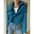 thumbnail image 2 of FreshPretty Women’s Casual Long Sleeve Half Zip Pullover Sweaters Solid V Neck Collar Ribbed Knitted Loose Slouchy Jumper Tops, 2 of 7