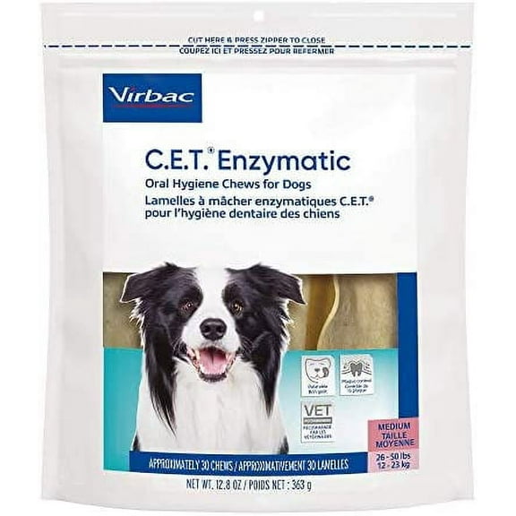 Virbac CET Enzymatic Oral Hygiene Chews for Dogs NEW Medium