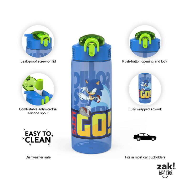 Zak Designs Sonic the Hedgehog Water Bottle for Travel and At Home, 19 oz  Vacuum Insulated Stainless Steel with Locking Spout Cover, Built-In  Carrying