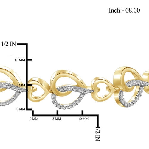 White Diamond Accent 14kt Gold-Plated Heart Bracelet, 8.00