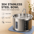 thumbnail image 5 of MEHOOM 304 Stainless Steel Cat Water Fountain, 108oz/3.2L  Ultra Quiet & Auto Pet Water Fountain, Water Dispenser with Filters for Multiple Cats Dog Indoor, 5 of 11