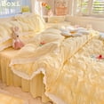 thumbnail image 2 of Cute Princess Style Seersucker Bedding Set For Women Cotton Solid Color Ruffle Bed Skirt Sheet Sets King Queen Comforter Cover FGS, 2 of 7