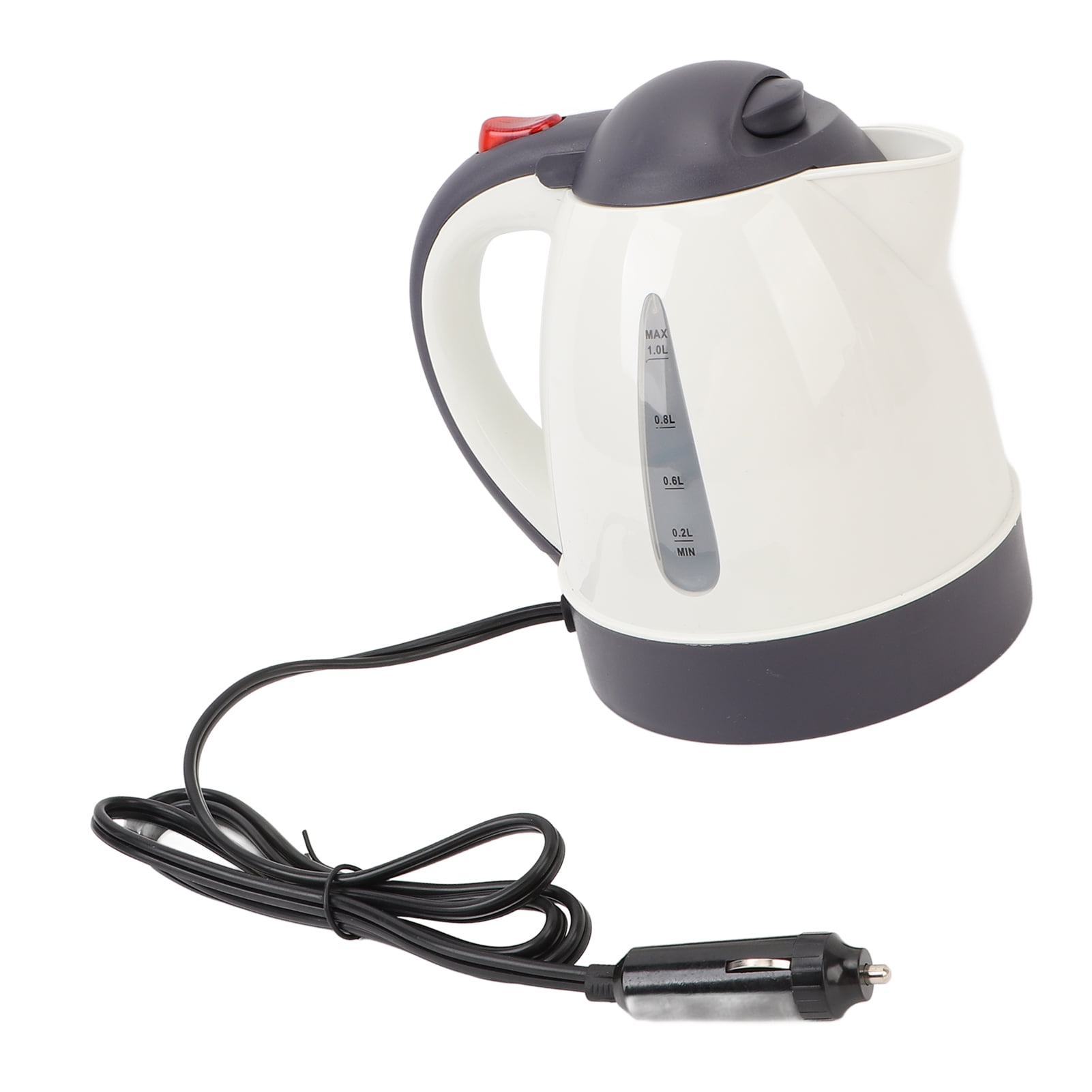 Car Electric Kettle, Stainless Steel Plastic Water Level Window 1L Auto Shut Off Electric Truck Water Boiler Heater For Trip