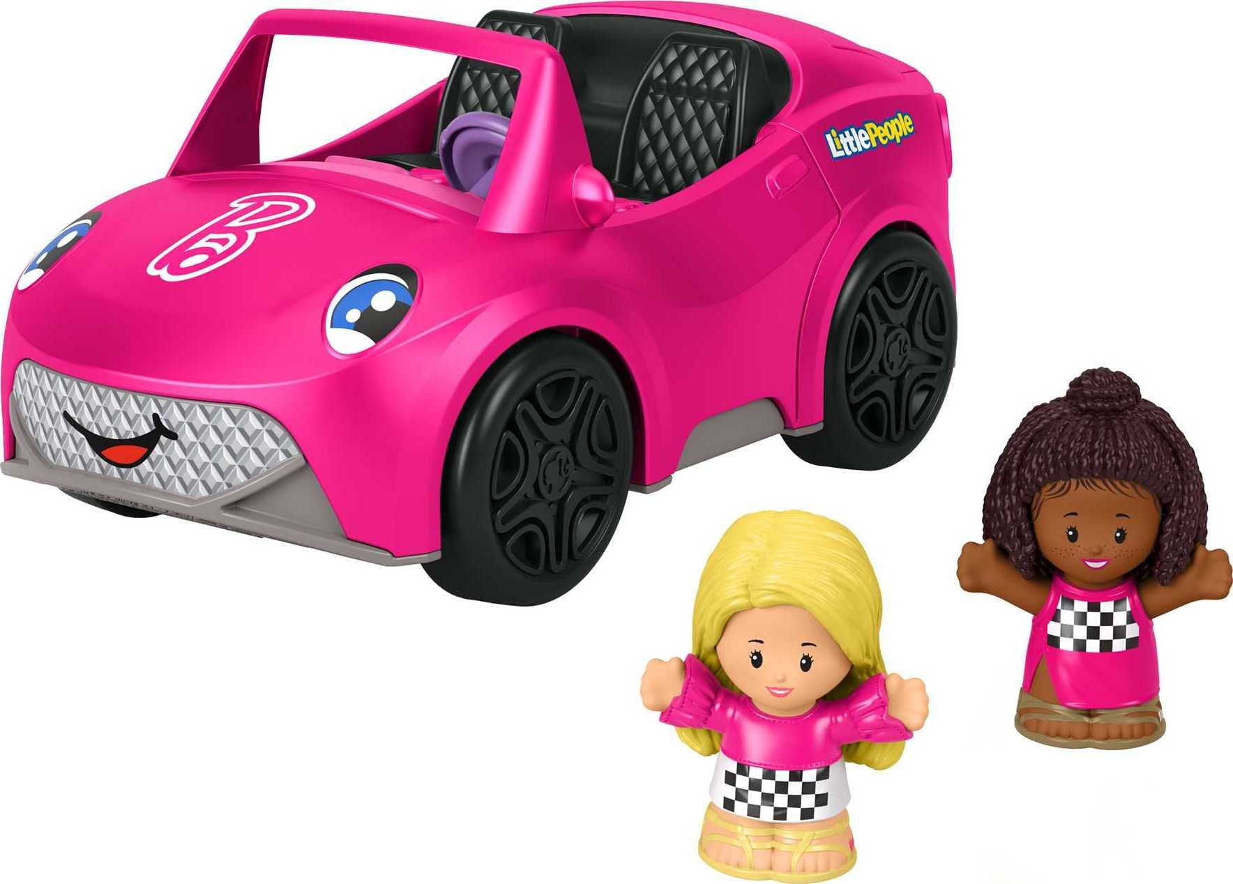 Fisher-Price Little People Barbie Convertible Toy Car with Music Sounds & 2 Figures for Toddlers