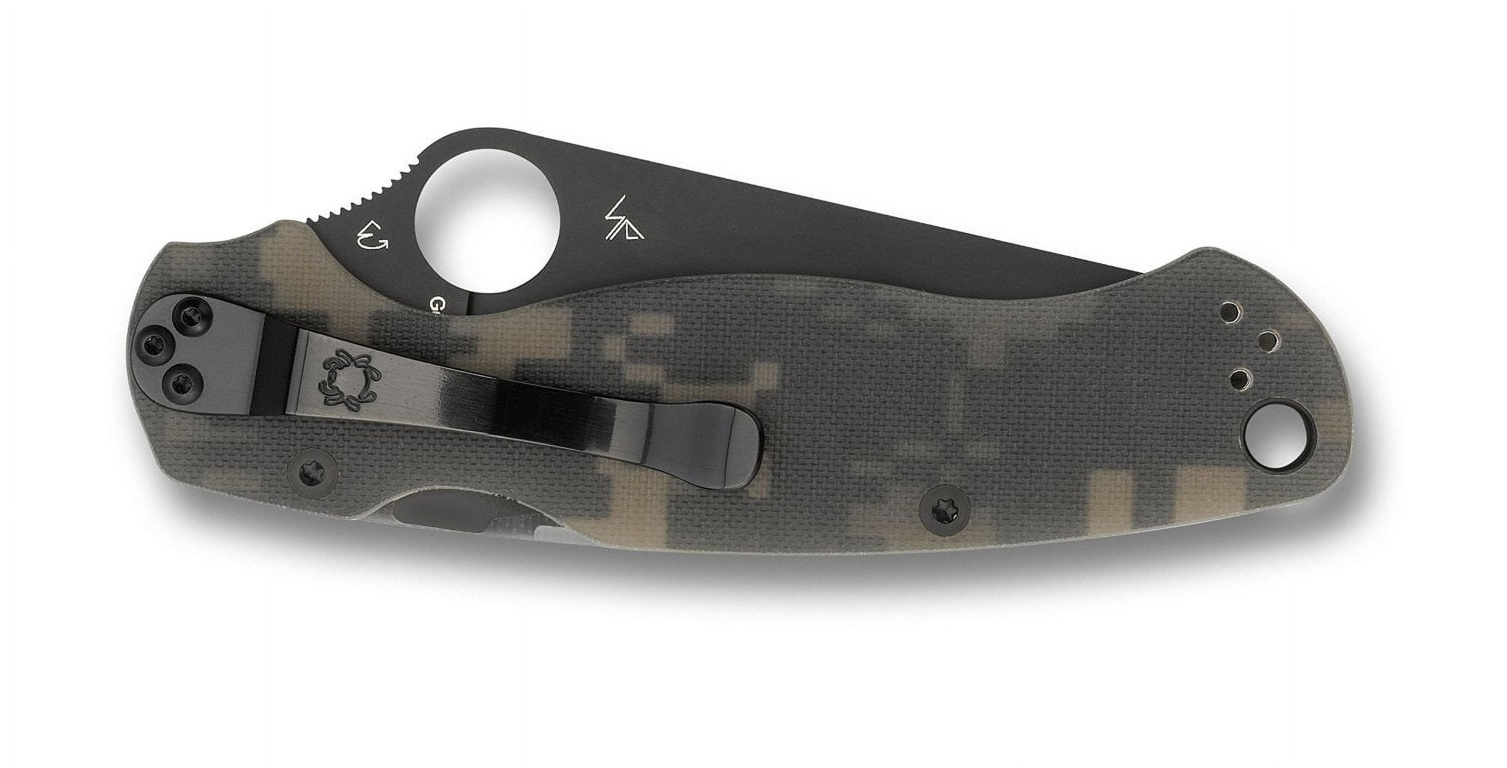 Spyderco Para Military 2 G-10 Camo Black Blade PlainEdge Folding Knife