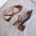 thumbnail image 6 of hoksml Women's Square Toe Block Heel Sandals, Adjustable Ankle Strap Dress Shoes, Multicolor, 6 of 9
