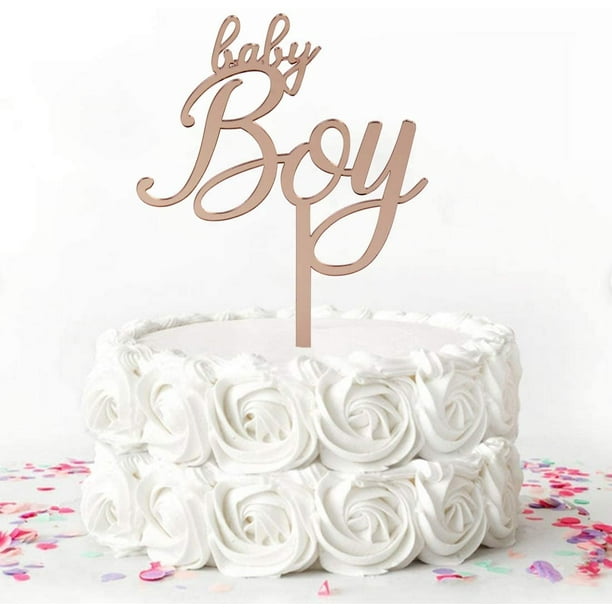 Starsgarden Rose Gold Welcome Baby Boy Cake Topper HTOOQ Baby Shower or  Newborn Gender Reveal Party Decorations(Rose Gold Boy) - - 