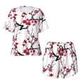 thumbnail image 4 of Picia Cherry Blossoms Pajamas Sets for Women Soft Short-Sleeved Pjs with Lounge Shorts Two Piece Sleepwear-, 4 of 9