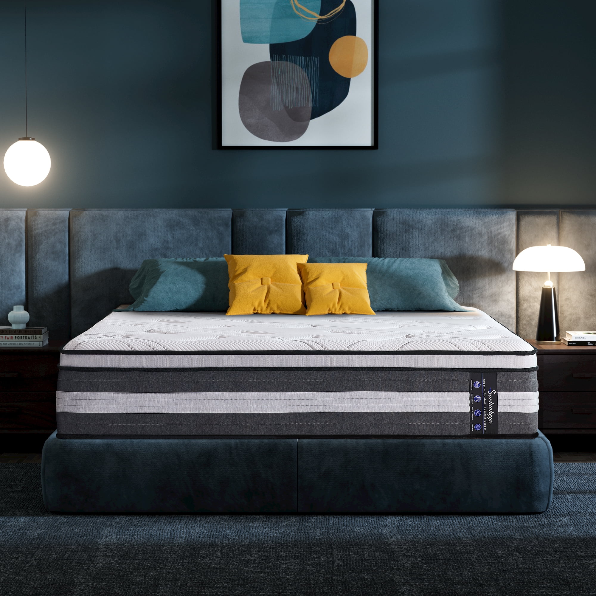 Surlunkeys 14 inch Full Size Hybrid Mattress in a Box, Cooling Gel Memory Foam Mattress, Medium Firm