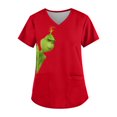 thumbnail image 1 of Uniformes de enfermera para mujer, liquidación, tallas grandes, estampado navideño, uniforme de trabajo, blusas para mujer, cuello en V, manga corta, ropa de trabajo con 2 bolsillos, tallas S-5XL, 1 of 4